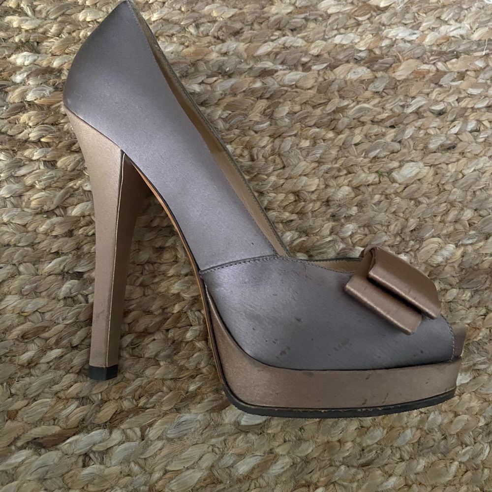 Fendi Women's Taupe Peep Toe Heels - Picture 6 of 8